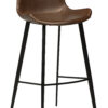 Vintage cocoa leather barstool with black legs